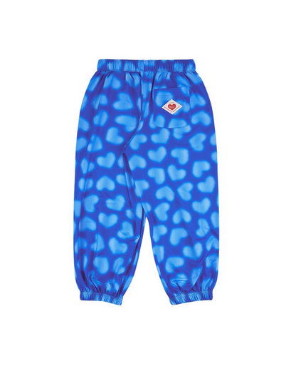 Blue Water Dye Heart Pattern Mesh Jogger