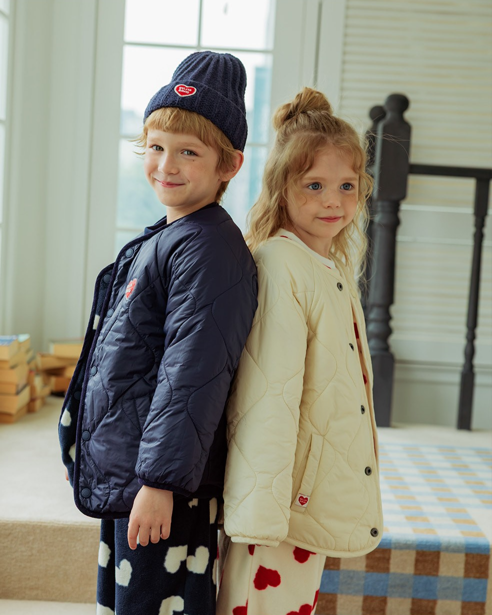 [SET] Navy BB Heart Pattern Fleece Jogger