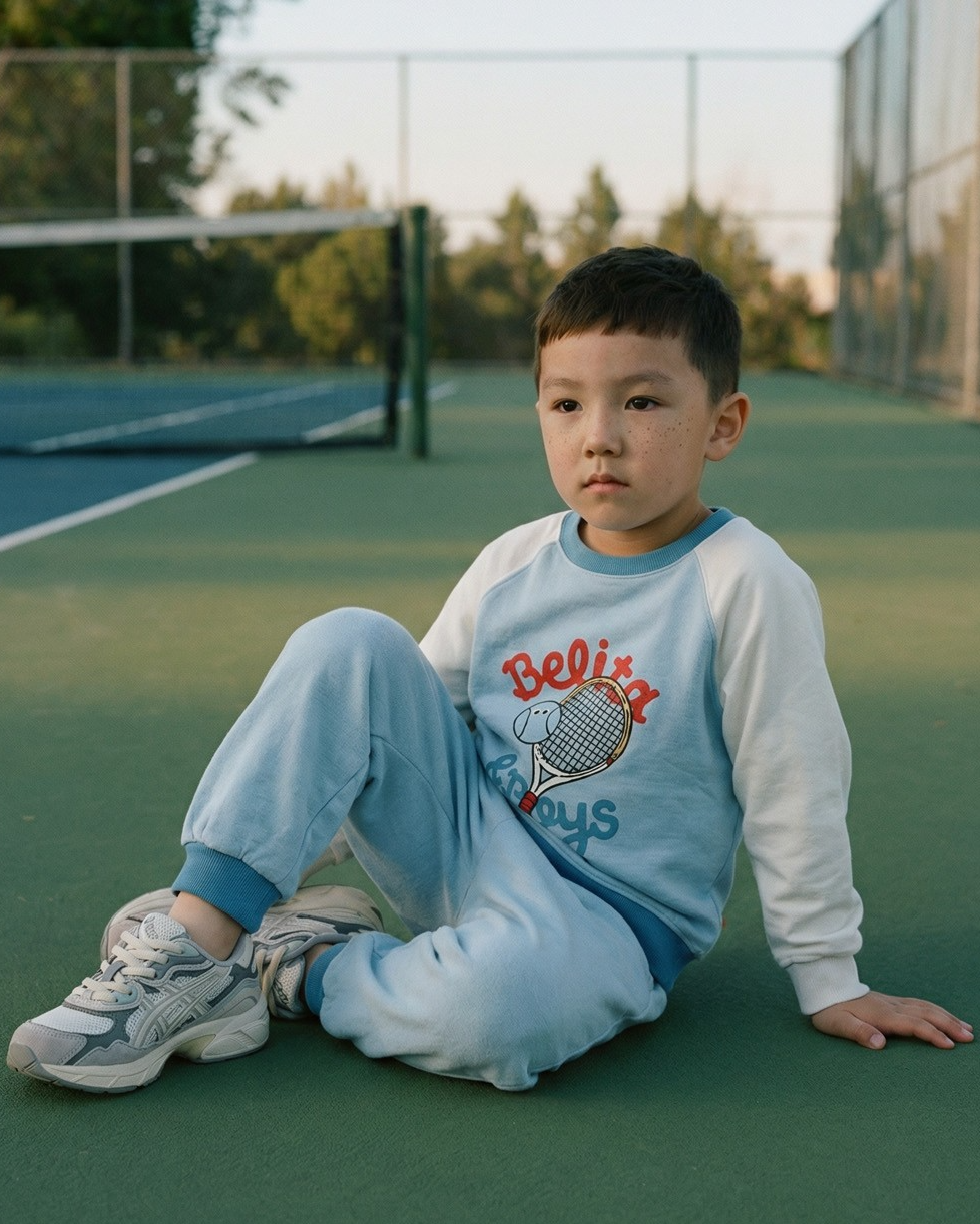[SET] Light Blue Tennis Color Block Jogger