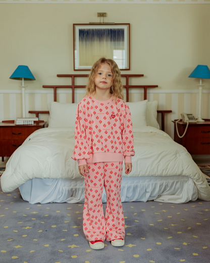 GIRL Pink Mushroom Pattern Frill Sweatshirt