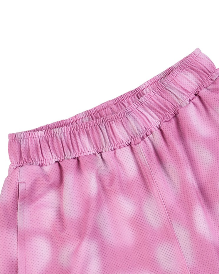 [GIRL SET] Pink Water Dye Heart Pattern Sleeveless Shorts