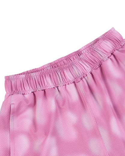 [GIRL SET] Pink Water Dye Heart Pattern Sleeveless Shorts