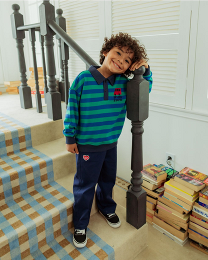 Navy BB Heart Woven Pants