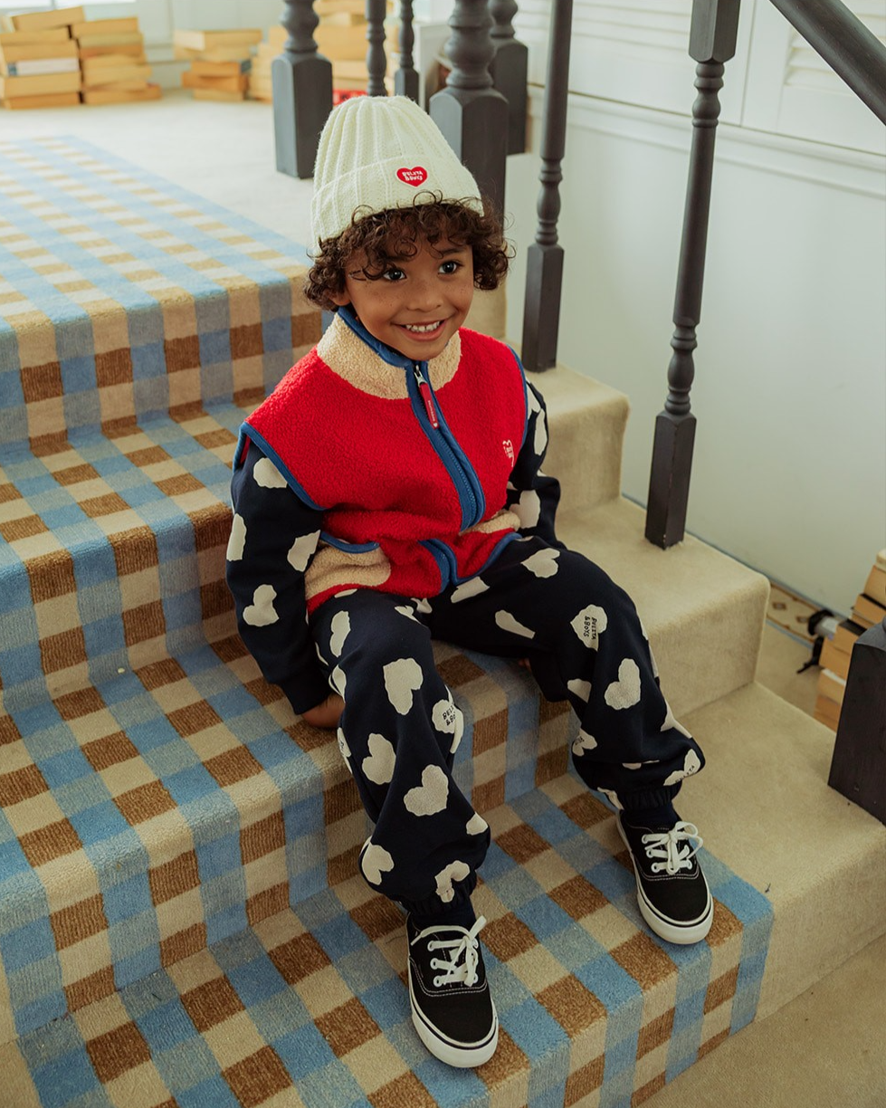 Cream BB Heart Short Beanie