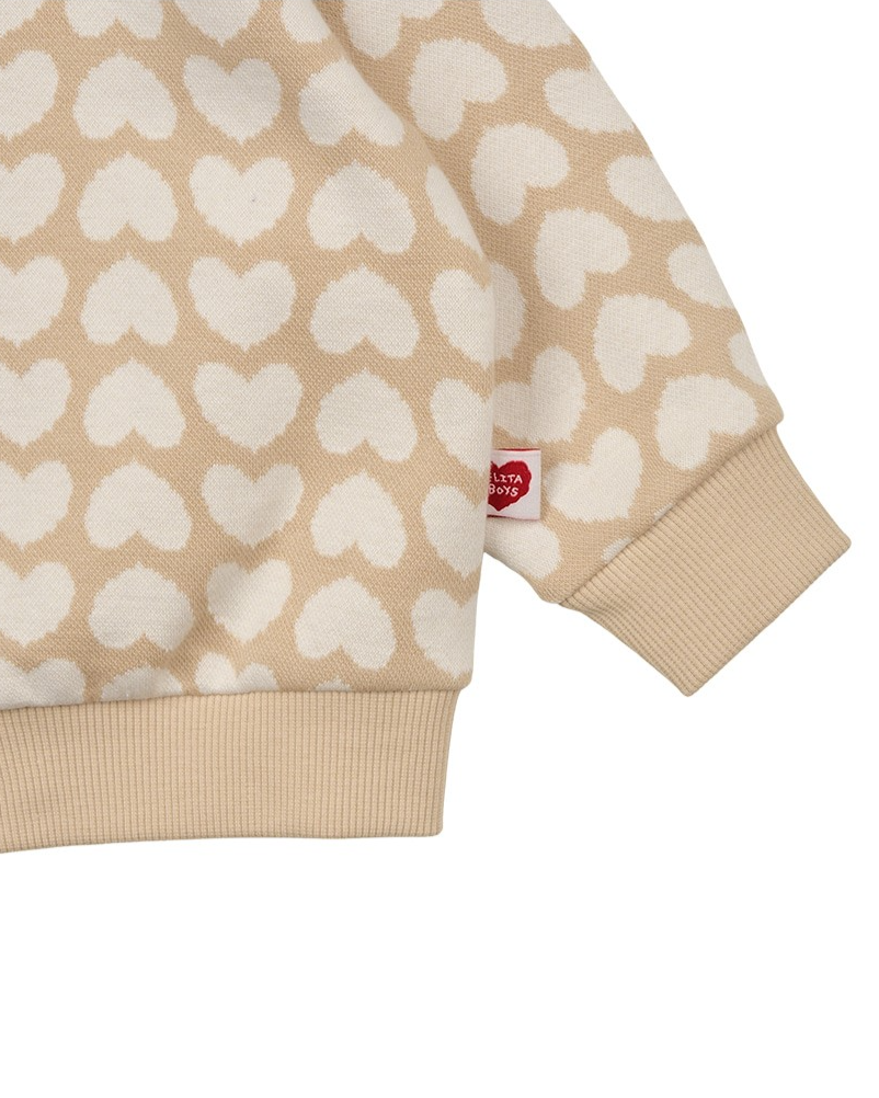 [BABY SET] Beige BB Heart Pattern Knit Cardigan & Bloomers