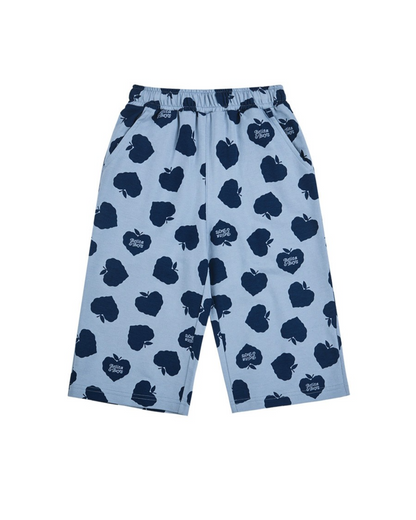 [SET] Navy Bubble Apple Pattern Crop