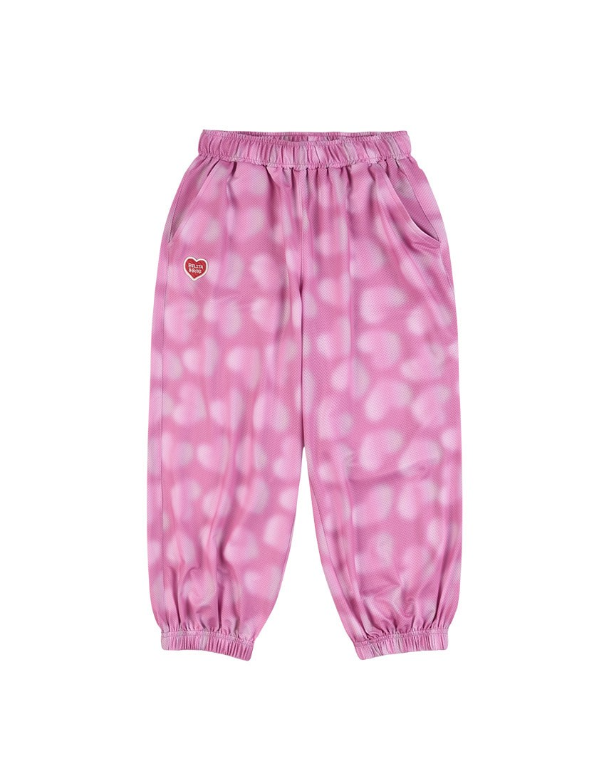 Pink Water Dye Heart Pattern Mesh Jogger