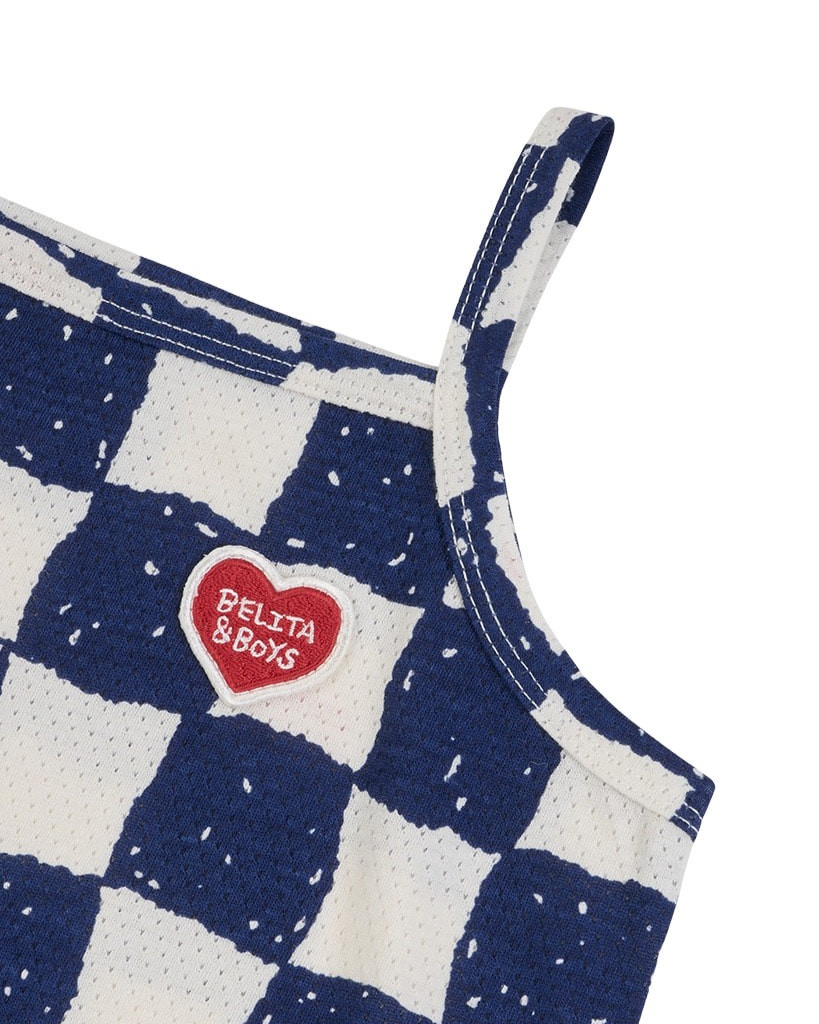 [BABY SET] Blue Checkerboard Mesh Sleeveless Shorts