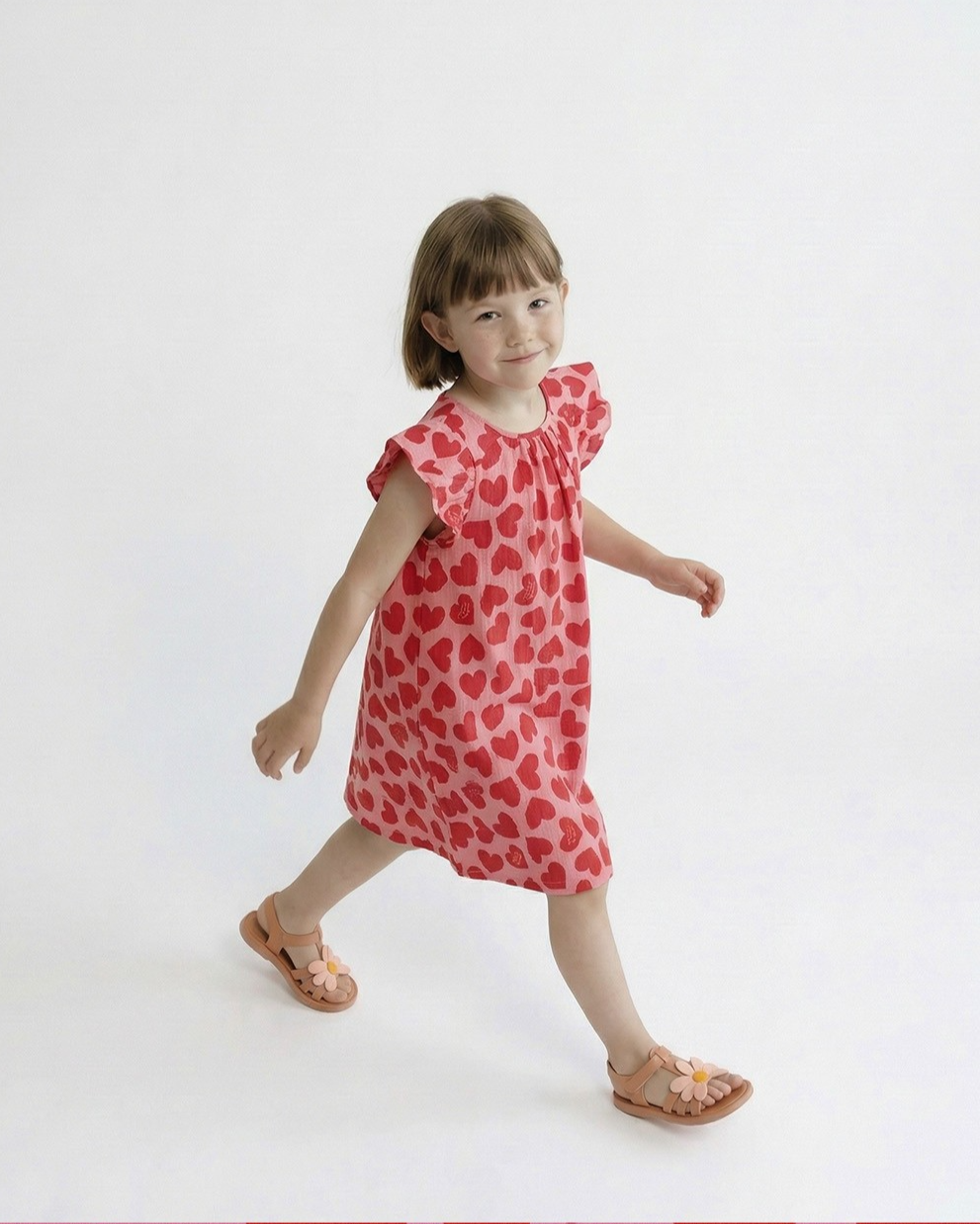 GIRL Pink BB Heart Pattern Polysucker Dress