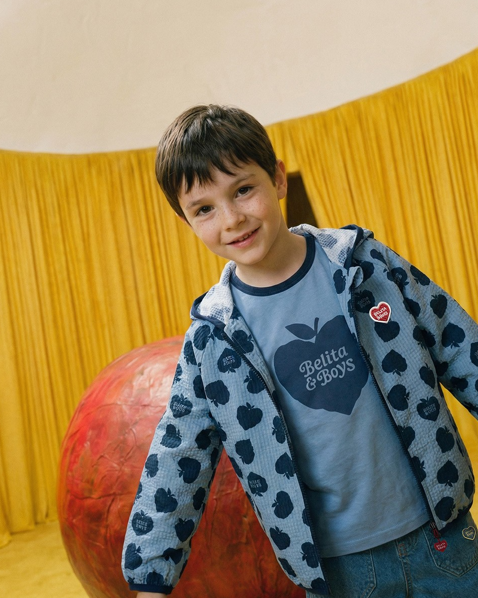 Navy Bubble Apple Pattern Windbreaker