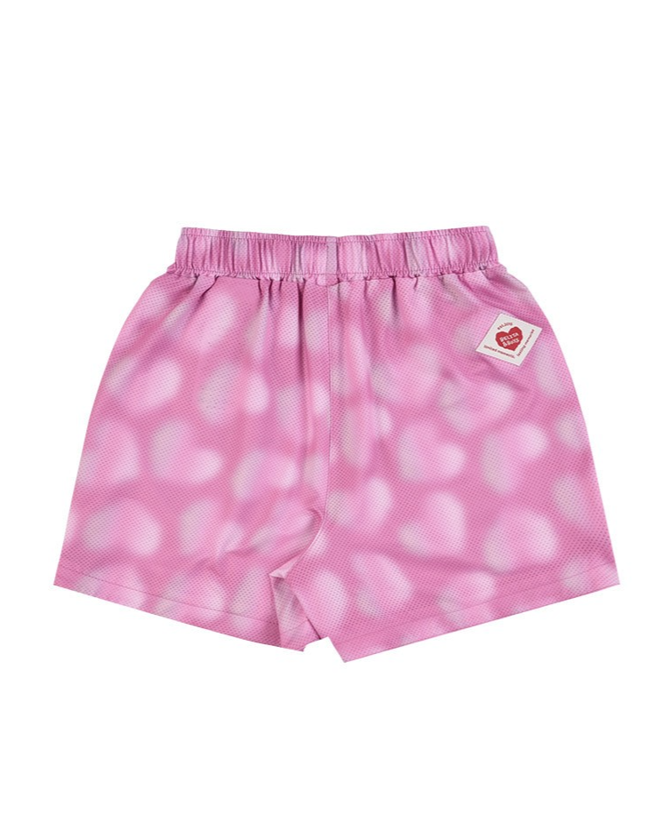 [GIRL SET] Pink Water Dye Heart Pattern Sleeveless Shorts