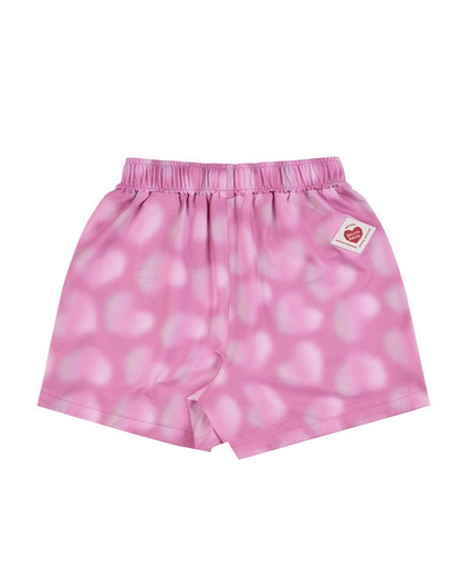 [GIRL SET] Pink Water Dye Heart Pattern Sleeveless Shorts