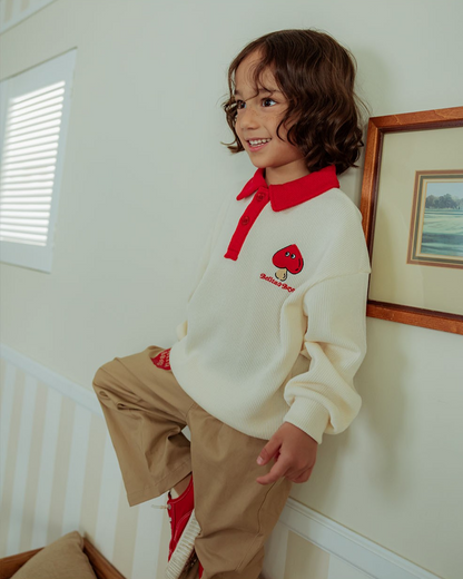 Cream Mushroom Collar Knit Sweater