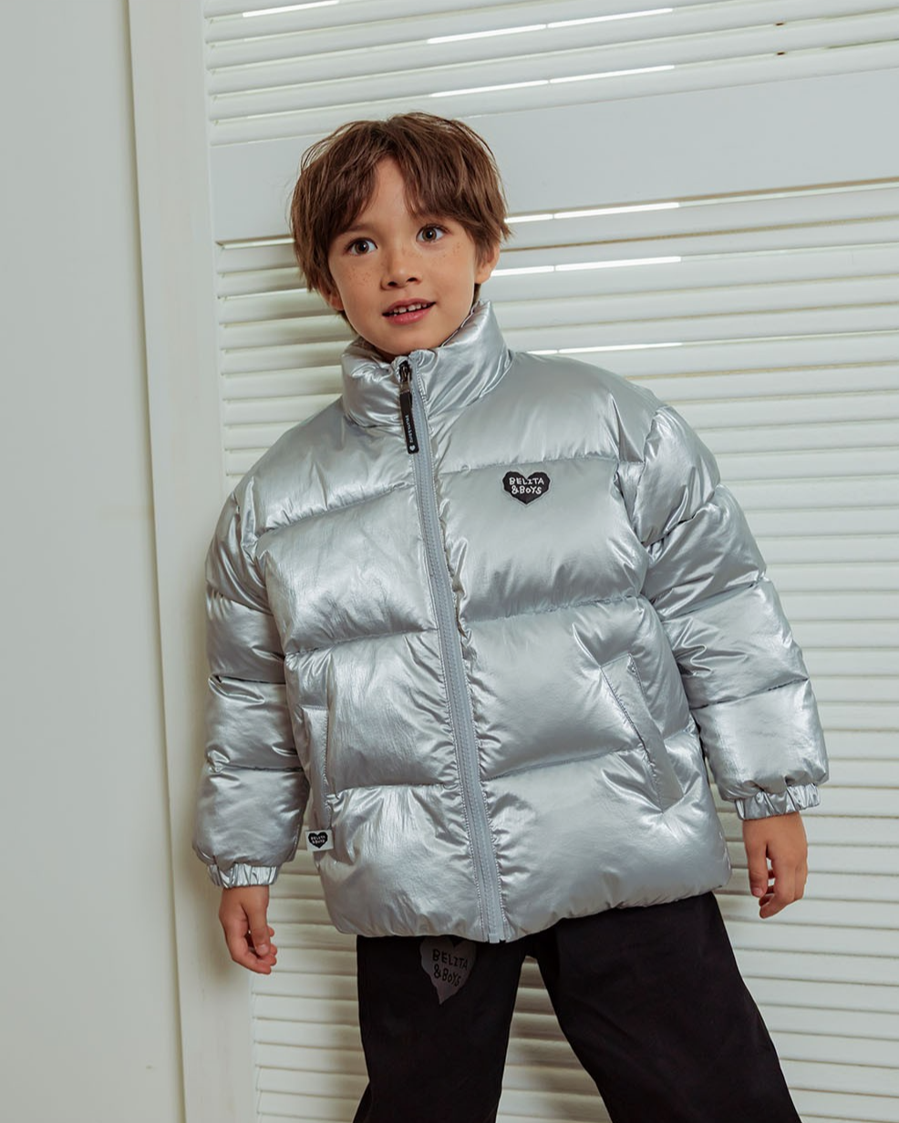 Satin Silver BB Heart Puffer Jumper