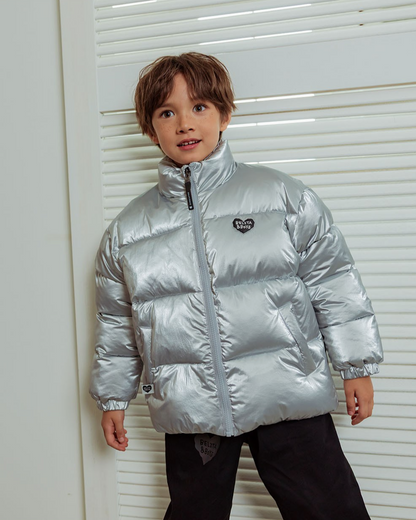 Satin Silver BB Heart Puffer Jumper