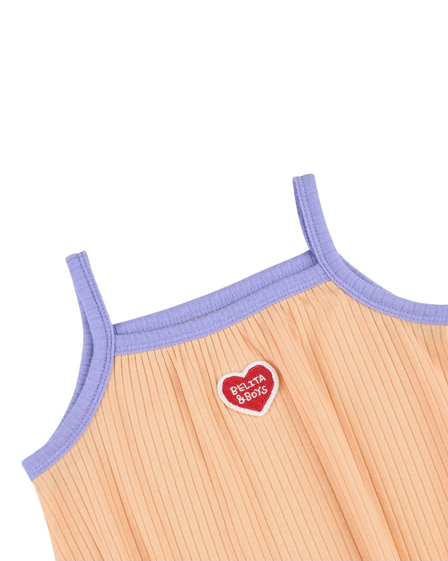 BABY GIRL Orange BB Heart Two-Tone Sleeveless Bodysuit