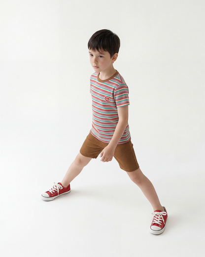 [SET] Brown Colorful Stripe Short One Mile