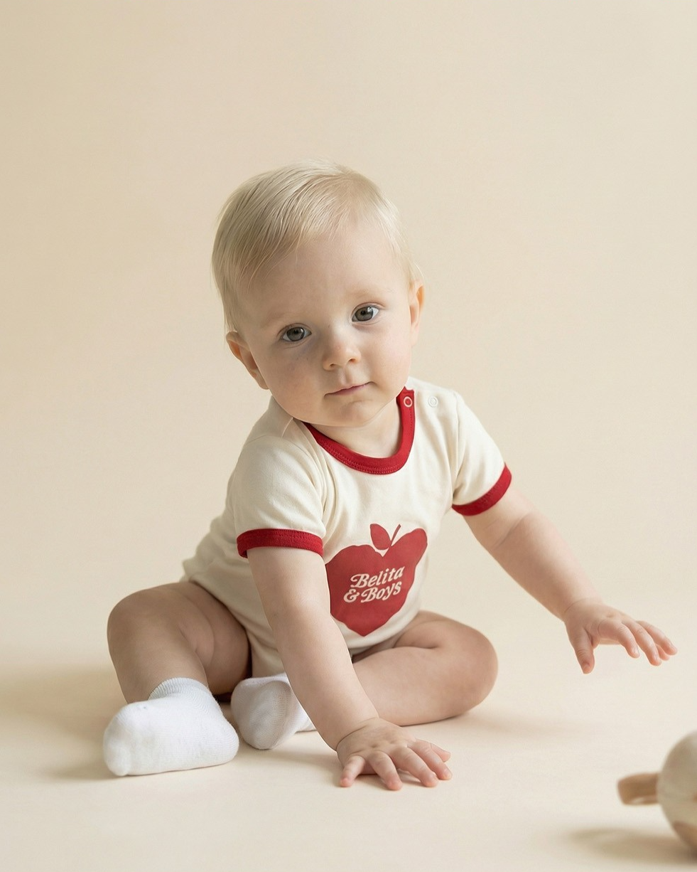 BABY Red Bubble Apple Short Jumpsuit