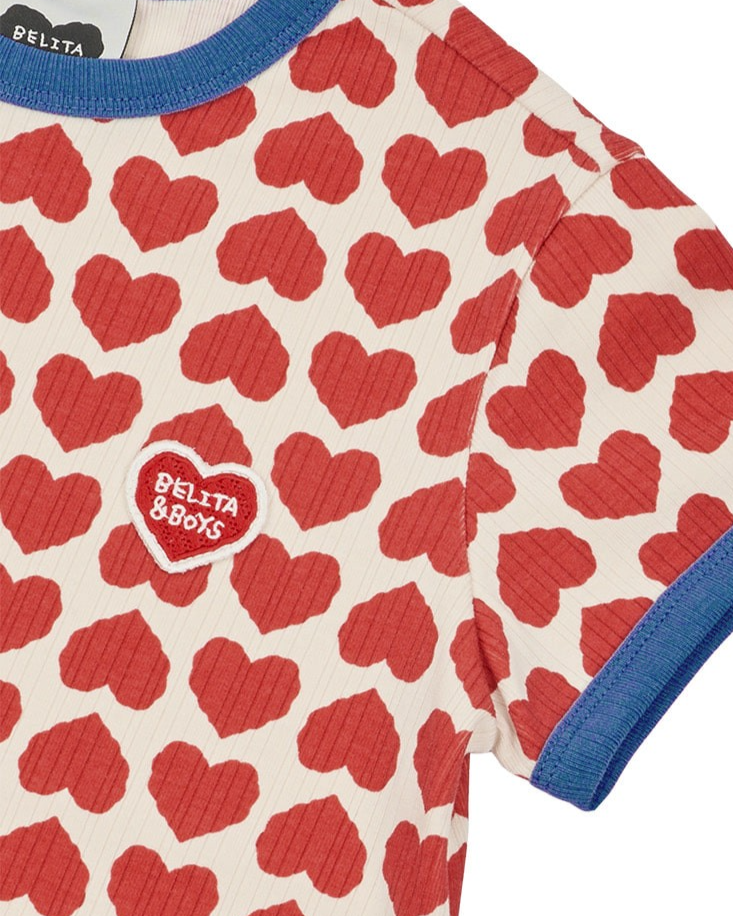 Red BB Heart Pattern One Mile Short Sleeve