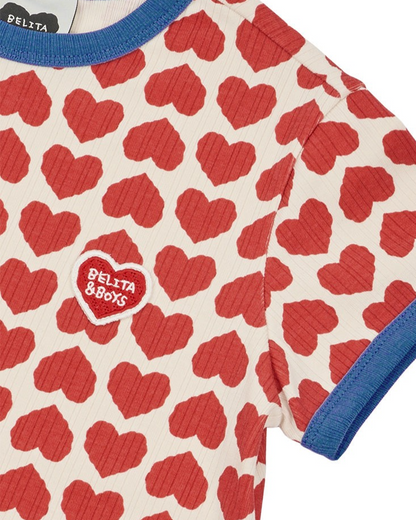 Red BB Heart Pattern One Mile Short Sleeve