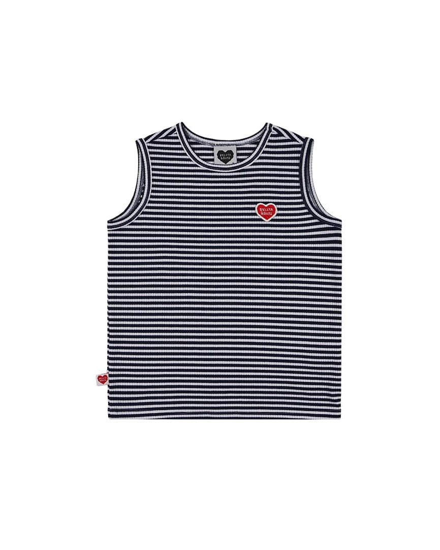 [SET] Navy BB Heart Stripe Sleeveless Shorts