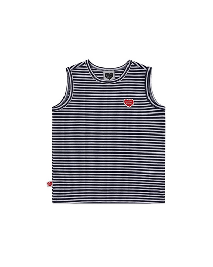 [SET] Navy BB Heart Stripe Sleeveless Shorts
