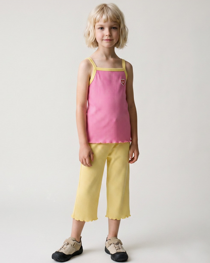 [GIRL SET] Pink BB Heart Two-Tone Sleeveless One Mile