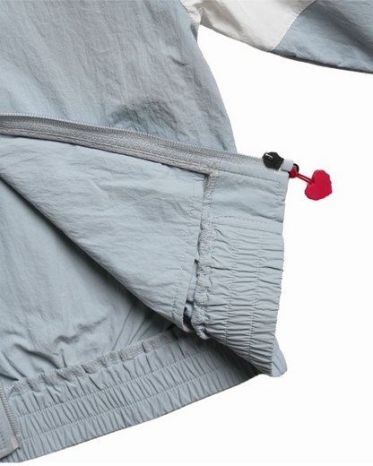 Light Blue Tennis Color Block Collar Windbreaker