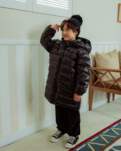 Black BB Heart Pompom Beanie