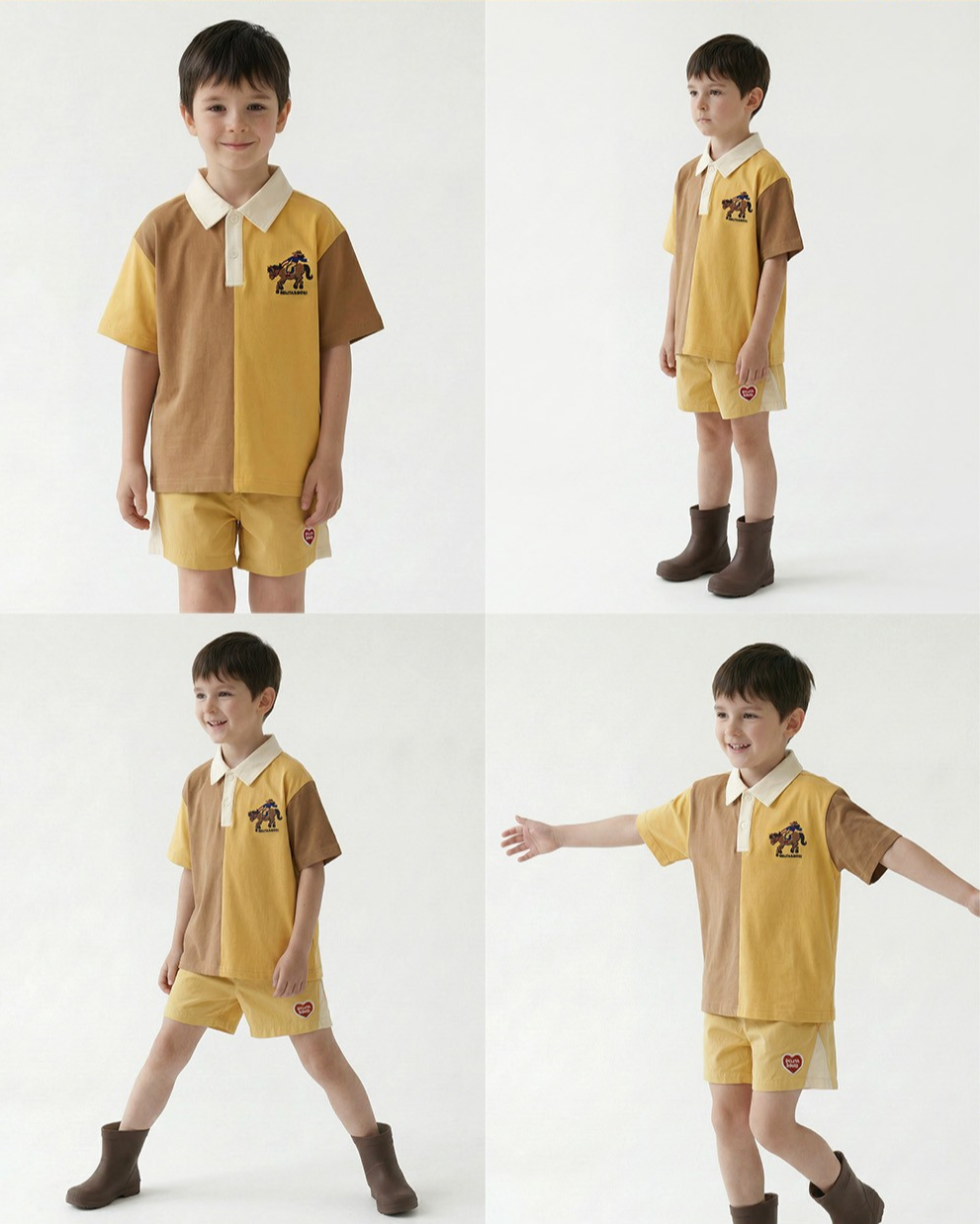 Yellow Cowboy Half Color Block Collar Shirt