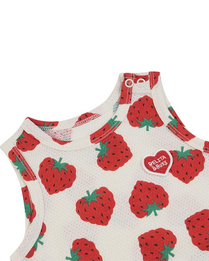 [BABY SET] Red Berry Pattern Mesh Sleeveless Shorts