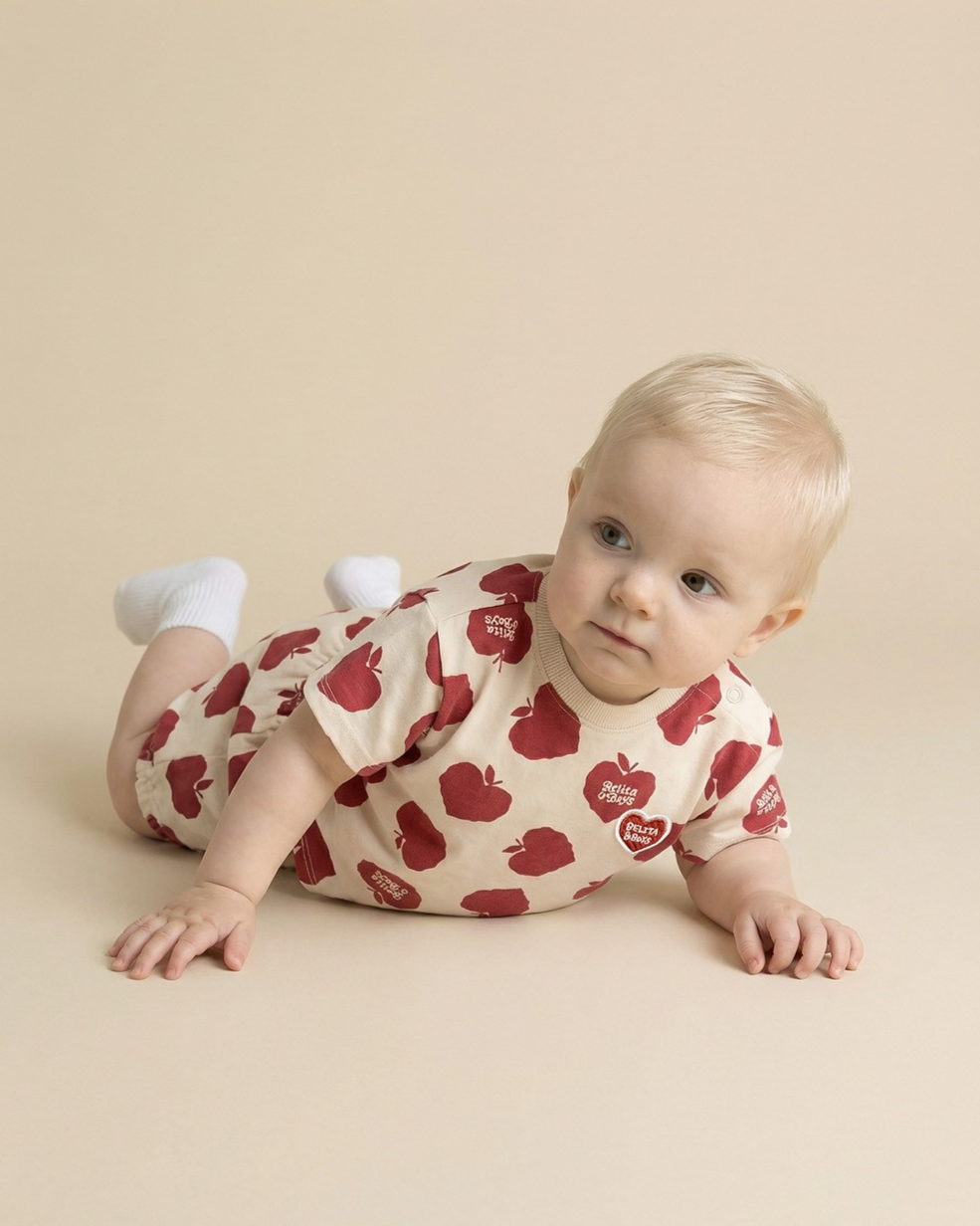 [BABY SET] Red Bubble Apple Pattern Shorts