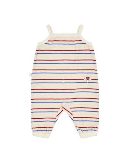 BABY Cream Bubble Apple Rainbow Stripe Terry Overall