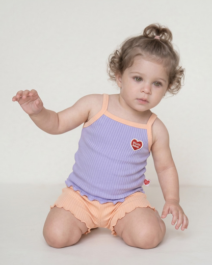 [BABY GIRL SET] Violet BB Heart Two-Tone Sleeveless One Mile