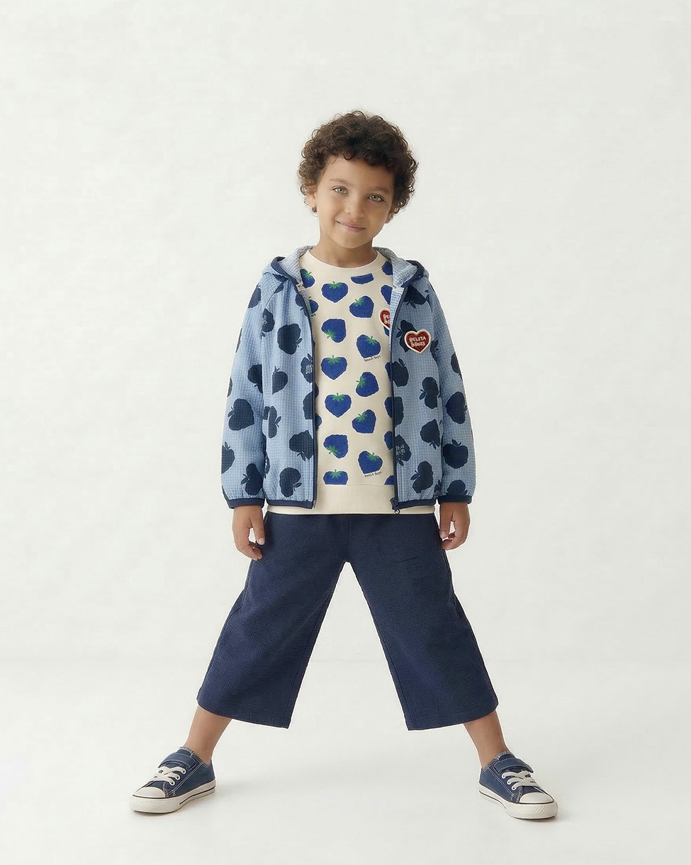 Navy BB Heart Polysucker Crop Pants