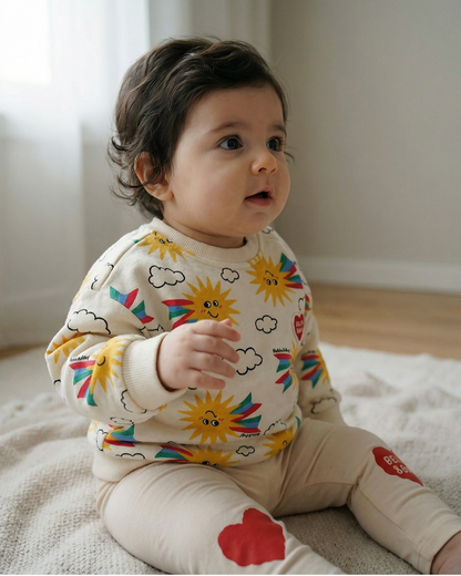 BABY Cream Knee Point Cotton Leggings