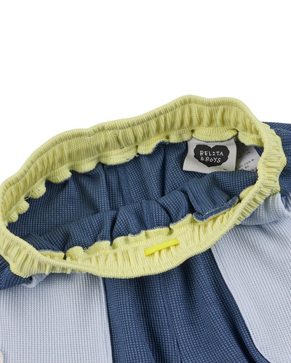 Blue BB Heart Pocket Color Block Waffle Shorts