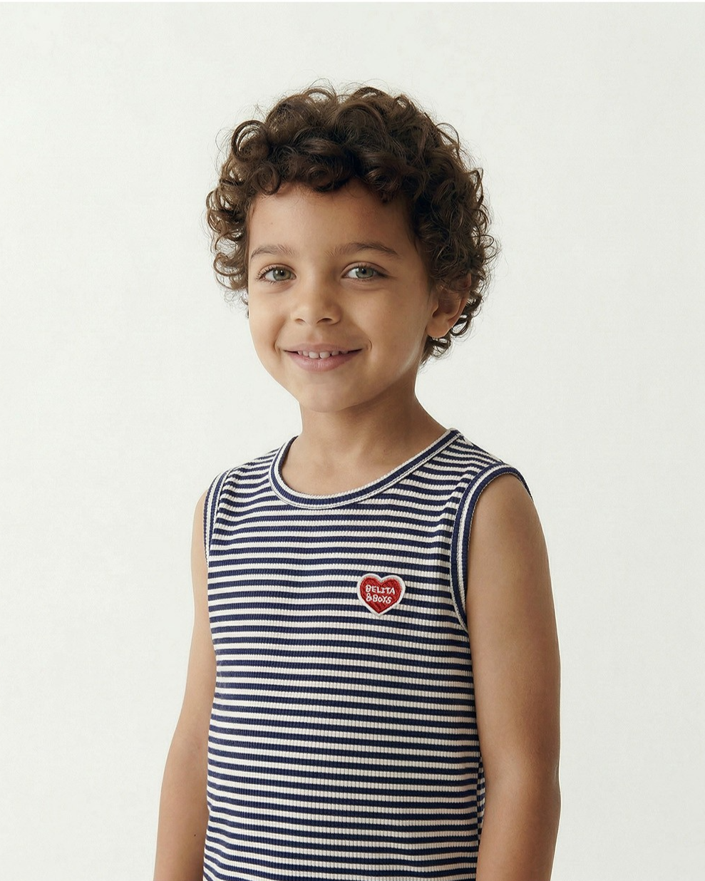 [SET] Navy BB Heart Stripe Sleeveless Shorts