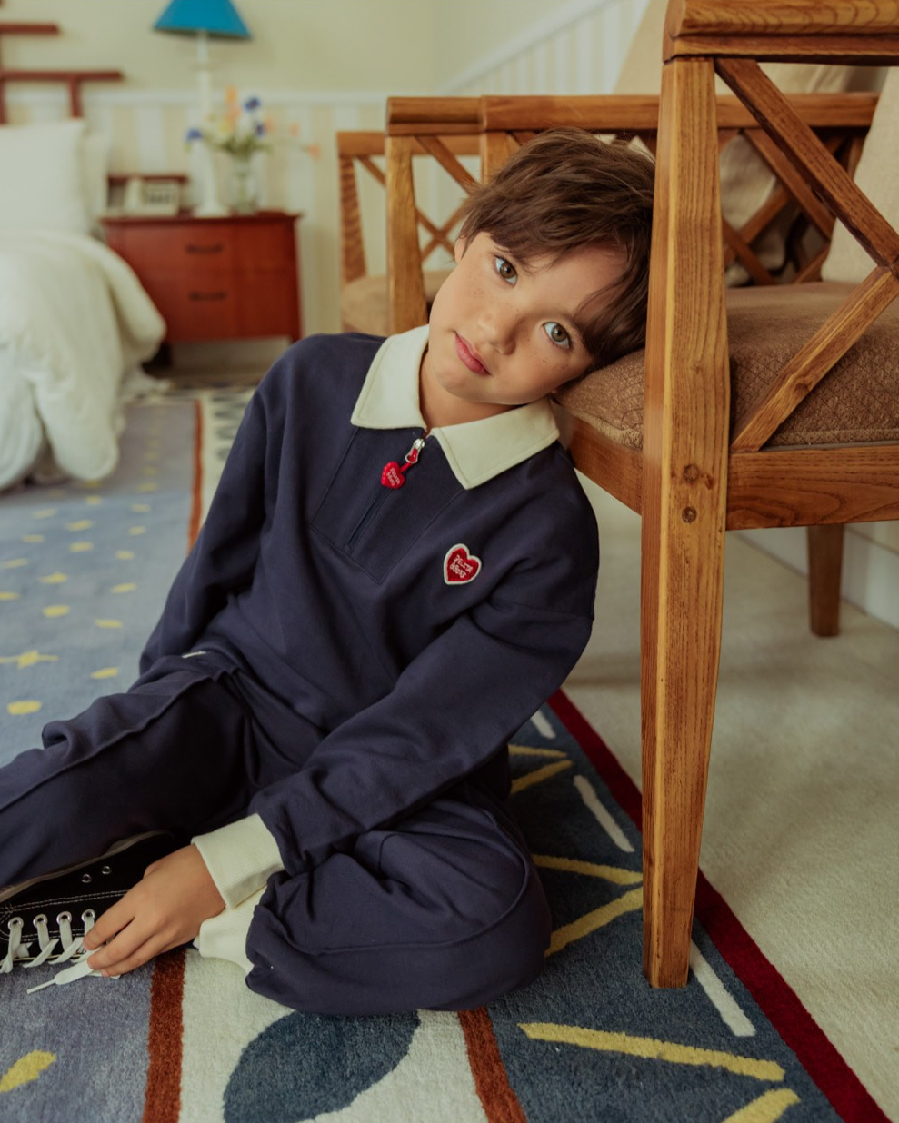 [SET] Navy BB Heart Collar Jogger