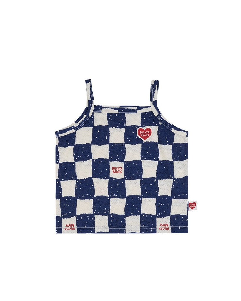 [BABY SET] Blue Checkerboard Mesh Sleeveless Shorts
