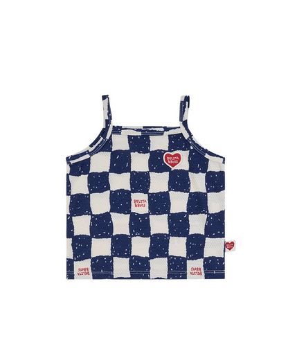 [BABY SET] Blue Checkerboard Mesh Sleeveless Shorts
