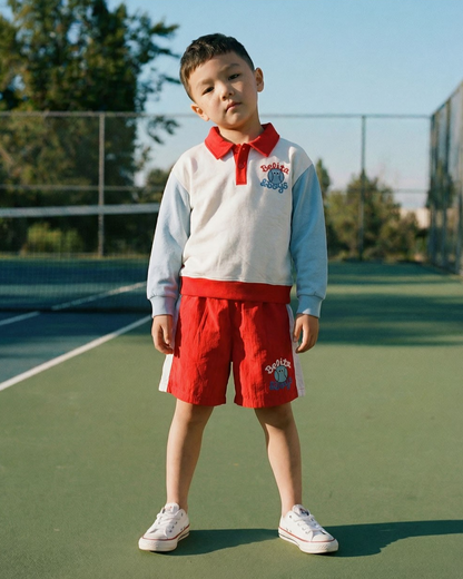 Red Tennis Color Block Shorts