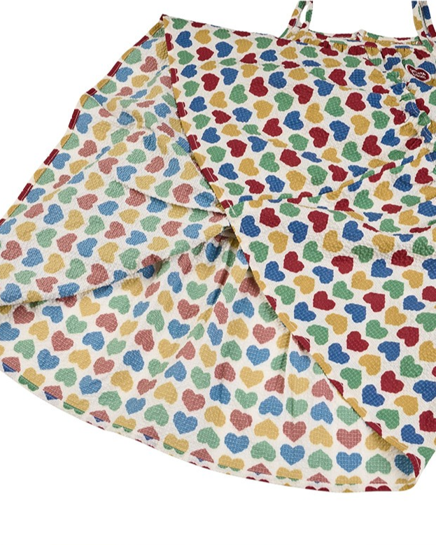 GIRL Cream Rainbow Heart Polysucker Dress