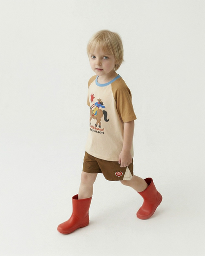 Brown BB Heart Edge Color Block Shorts