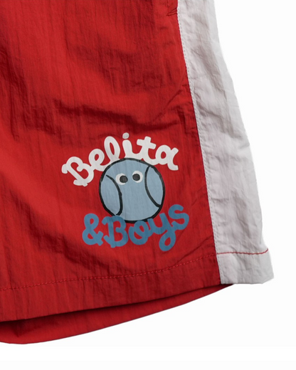 Red Tennis Color Block Shorts