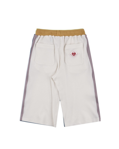 Cream BB Heart Side Line Waffle Crop Pants