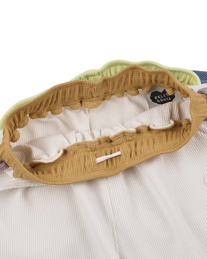 Cream BB Heart Side Line Waffle Crop Pants