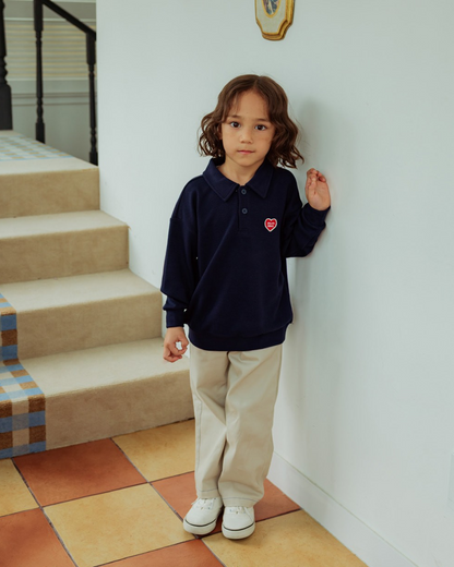 Navy BB Heart Collar Knit Sweater