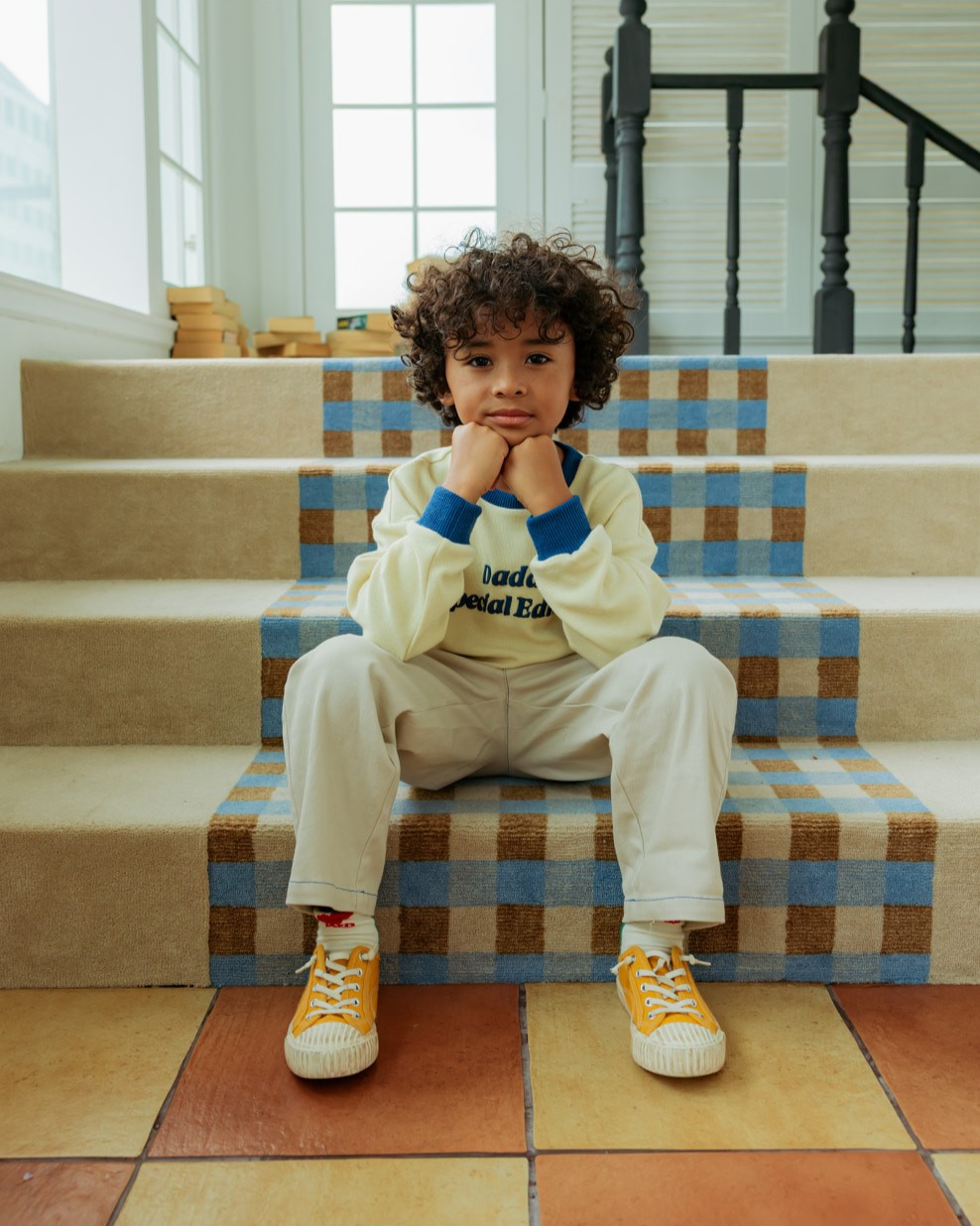 Yellow Daddy Color Block Knit Sweater