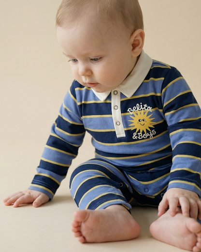 BABY Navy Sun Multi Stripe Collar Jumpsuit